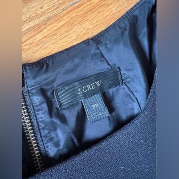 Black Lined Shift Dress w/ Leather Sleeves - Picture 5 of 5